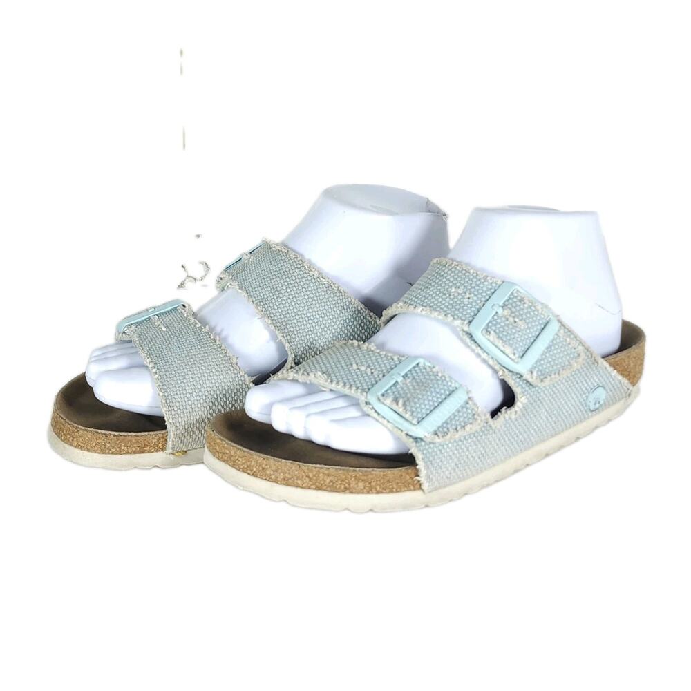 BIRKENSTOCK Women's Arizona Rivet EU37 US6 Surf Green Vegan Canvas Slide Sandals